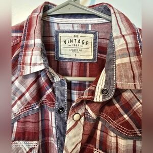 BKE Red and Blue Casual Button Down Shirt
